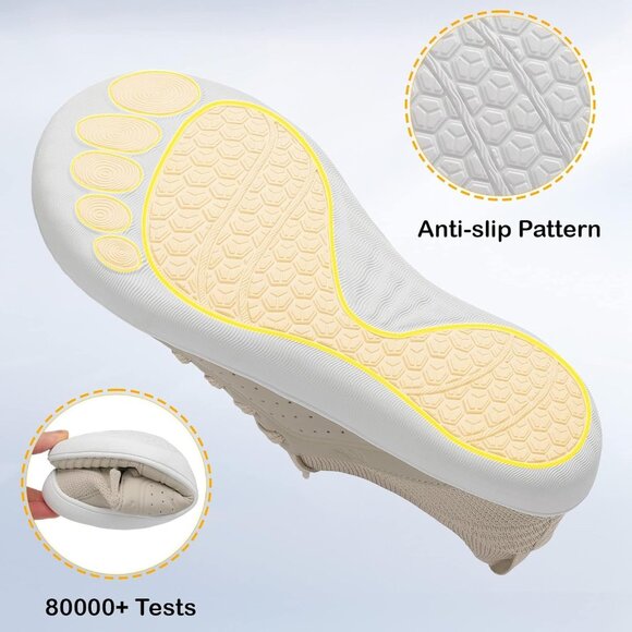 Women's Taupe Barefoot Wide Toe Minimalist Breathable Zero Drop Fashion Sneakers - Picture 3 of 7